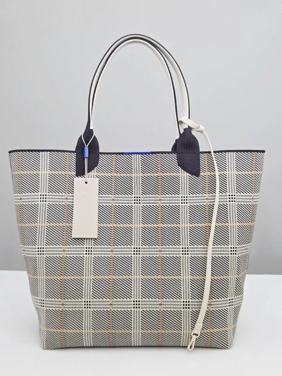 Rothy's Handbags - Rothy's The Lightweight Tote Bag In Glen Plaid Black Grey Yellow Tan Reversible